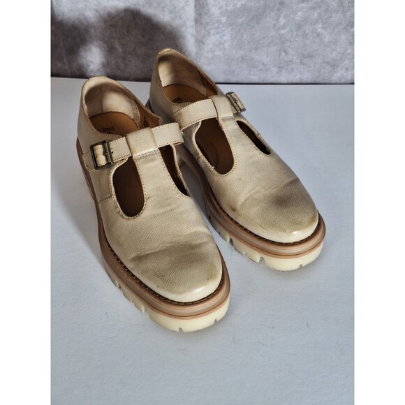 Korks Vega Platform Lugg Sole Mary Janes in Cream Sz 8M Leather Chunky Platform - Picture 2 of 14